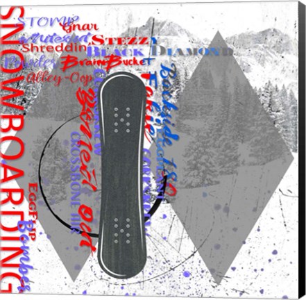 Framed Extreme Snowboarder Word Collage Print