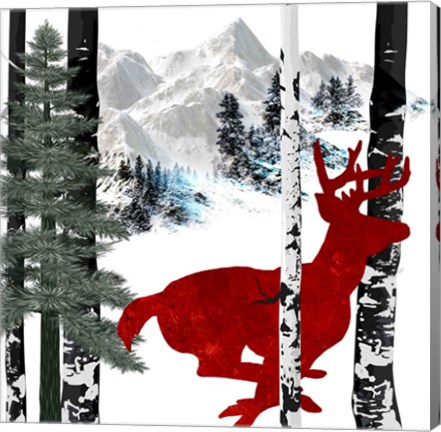 Framed Winter Deer Print