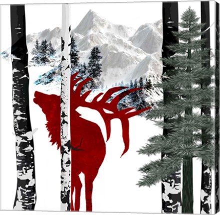 Framed Winter Elk Print