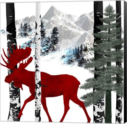 Framed Winter Moose Print