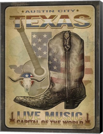 Framed Austin Tex Music Print