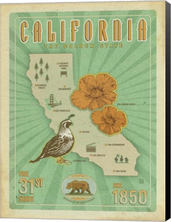 Framed California Map Print