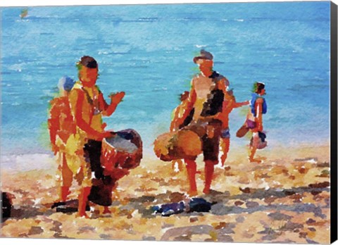Framed Beach Drummers Print