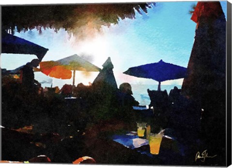 Framed Sunset Umbrellas Print