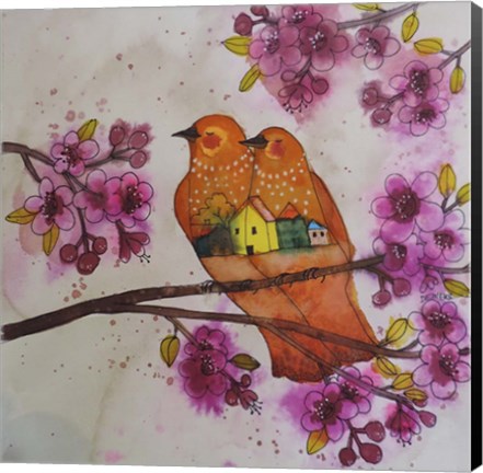 Framed Sous Les Cerisiers Print