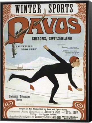 Framed Davos Winter Sports 1907 Print