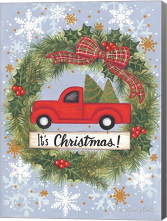 Framed Red Truck Christmas Print