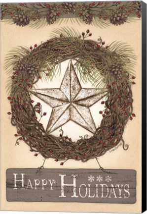 Framed Happy Holidays Barn Star II Print