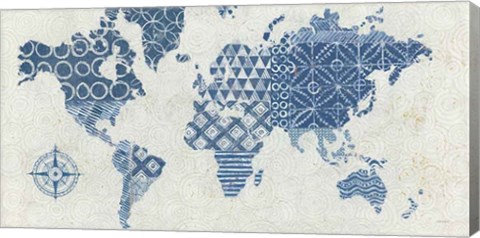 Framed Indigo Gild Map Maki - No Border Print