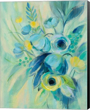 Framed Elegant Blue Floral II Print