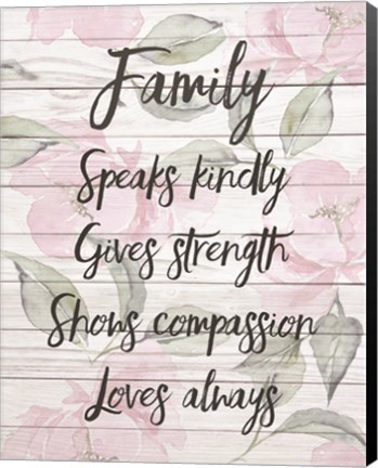 Framed Family Speaks Kindly - Floral Print