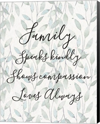 Framed Family Speaks Kindly - Leaves Print