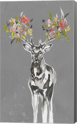 Framed Deer &amp; Flowers II Print