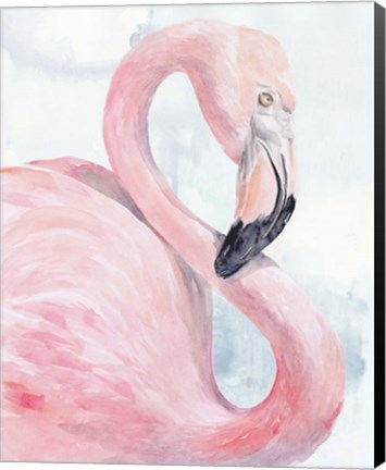 Framed Pink Flamingo Portrait I Print