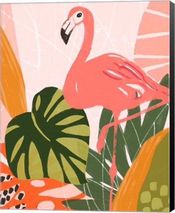 Framed Jungle Flamingo I Print
