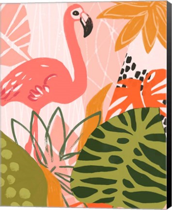 Framed Jungle Flamingo II Print