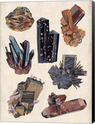 Framed Vintage Minerals I Print