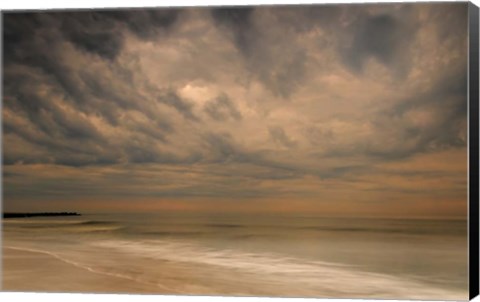 Framed Stormy Seascape at Sunrise, Cape May National Seashore, NJ Print