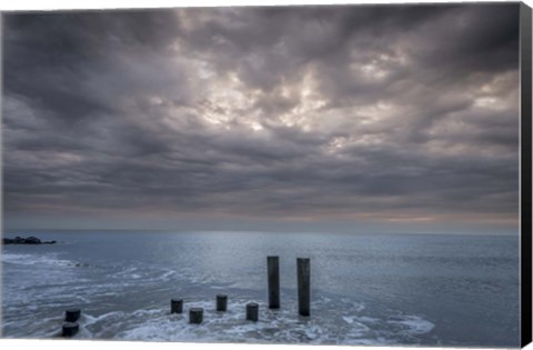 Framed Beach Pilings, Cape May National Seashore, NJ Print