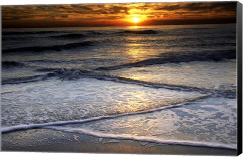 Framed Sunset Reflection On Beach, Cape May NJ Print