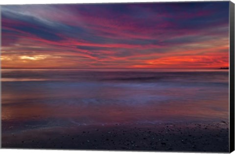 Framed Purple-Colored Sunrise On Ocean Shore, Cape May NJ Print