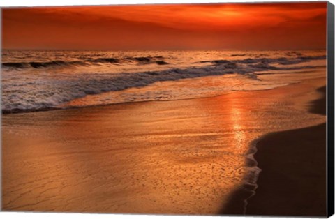 Framed Sunset Reflections Off Clouds And Ocean Shore, Cape May NJ Print