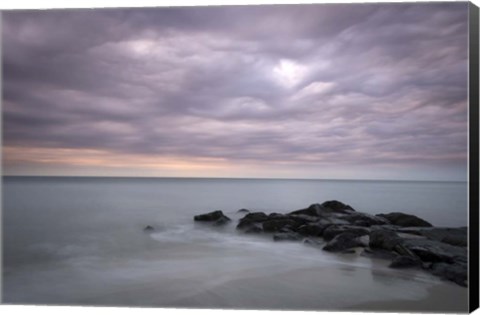 Framed Sunrise On Stormy Beach Landscape, Cape May National Seashore, NJ Print