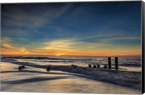 Framed Sunrise On Winter Shoreline 2, Cape May National Seashore, NJ Print