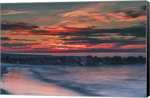 Framed Sunrise On Winter Shoreline 6, Cape May National Seashore, NJ Print