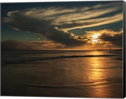 Framed Sunrise On Ocean Shore 4, Cape May National Seashore, NJ Print