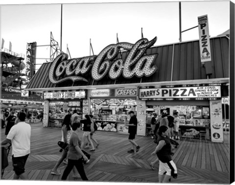 Framed Coca Cola Sign - Boardwalk, Wildwood NJ (BW) Print