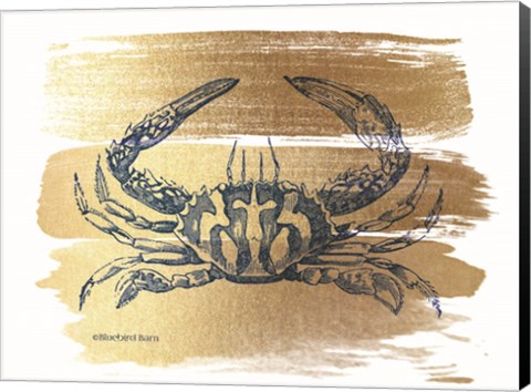 Framed Brushed Gold Crab Print