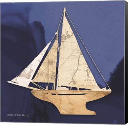 Framed Sailboat Blue I Print