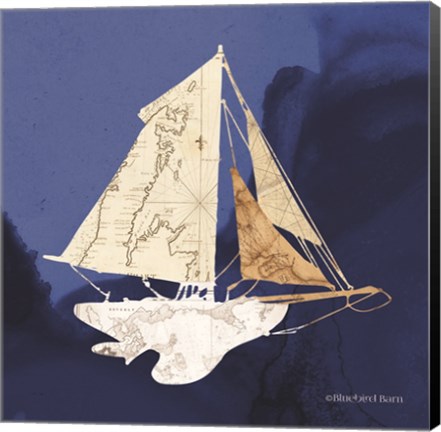 Framed Sailboat Blue II Print