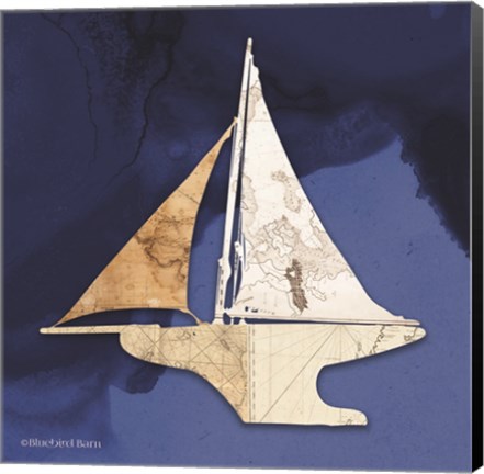 Framed Sailboat Blue III Print