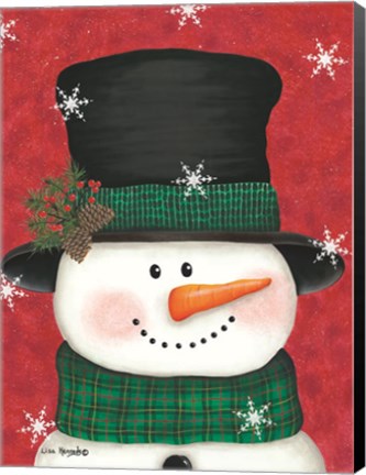 Framed Pine Cones &amp; Green Plaid Snowman Print