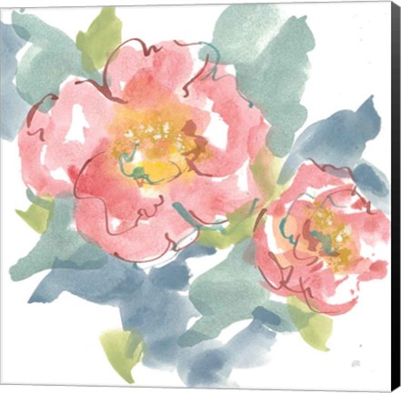 Framed Peony in the Pink I on White Print
