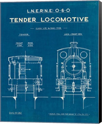 Framed Locomotive Blueprint III Print