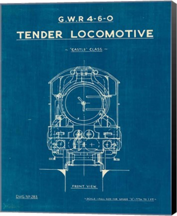 Framed Locomotive Blueprint II Print