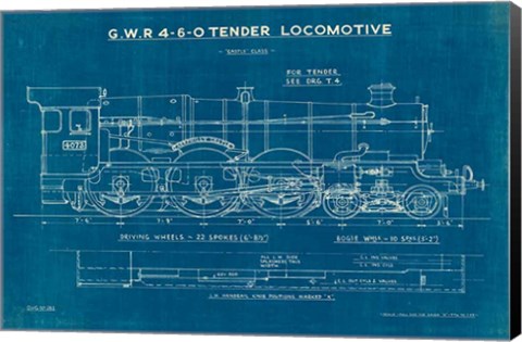 Framed Locomotive Blueprint I Print