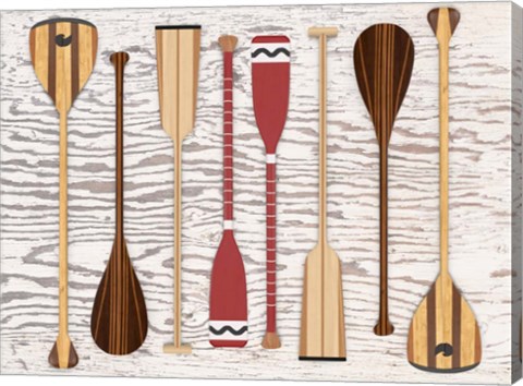 Framed Canoe, Paddles &amp; Oar Print