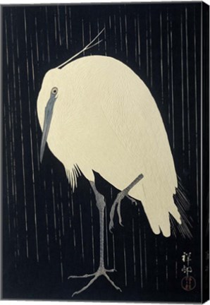 Framed Egret in the Rain, 1925-1936 Print