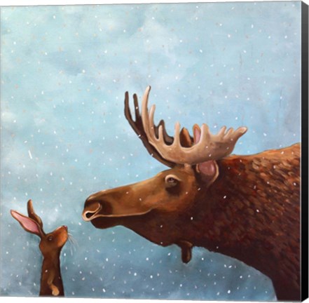 Framed Moose and Rabbit Print