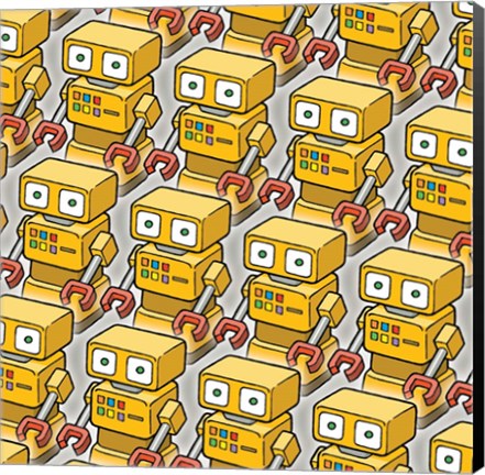Framed Yellow Robo Army Print