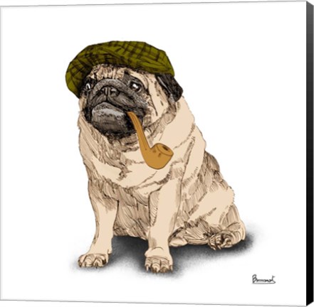 Framed Pugs in Hats II Print