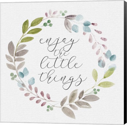 Framed Botanical Wreath Enjoy little things Print
