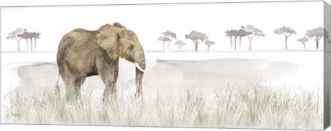 Framed Serengeti Elephant horizontal panel Print