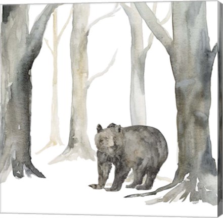 Framed Winter Forest Bear Print
