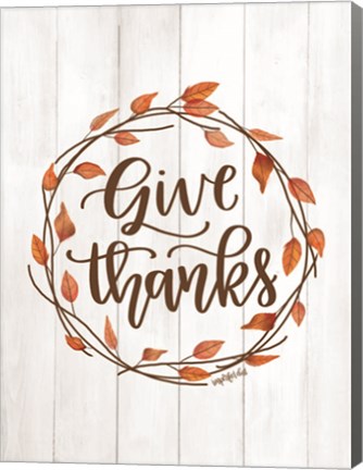 Framed Give Thanks Wreath Print