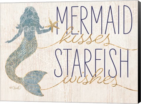 Framed Mermaid Kisses Starfish Wishes Print